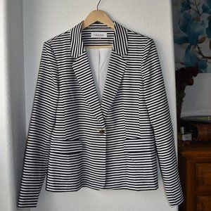 Calvin Klein Black and White Blazer with Single Gold Button